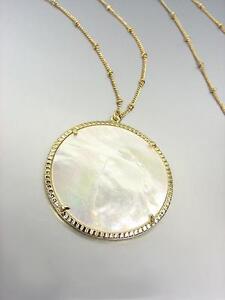 GORGEOUS Urban Artisanal Mother of Pearl Shell Gold Chain 30" Long Necklace