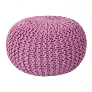 Sitzpouf Strickhocker Grobstrick handgeknüpft Ø 55 cm pink - Bild 1 von 2