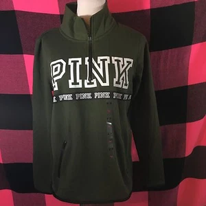 Victoria's Secret PINK High-Low Stretch Fleece Half-Zip Track Jacket Medium NWT - Picture 1 of 4