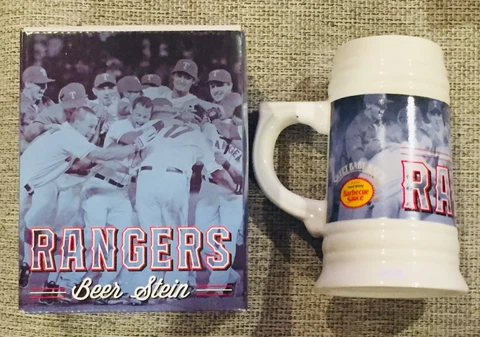 Texas Rangers MLB Sweet Baby Rays Promotional Baseball Beer Stein Mug 7" Ceramic Cover