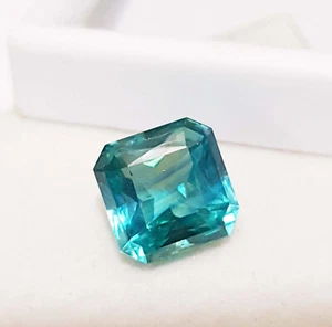 Zafiro natural azulado verde de 10,95 quilates forma cuadrada regalo extra piedras preciosas sueltas - Imagen 1 de 7