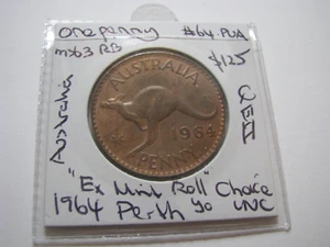 1964 Penny Perth Mint Uncirculated Queen Elizabeth EX Mint Roll Coin 64.PUA - Bild 1 von 8