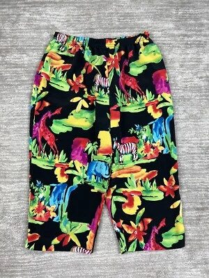 G.W. Pantalones Petite Mujer 14P Multicolor Capri Floral Cebra Hechos en EE. UU. Foto 1 de 4