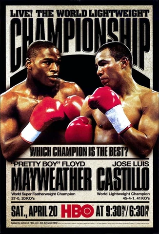 Vintage Original Floyd Mayweather vs. Jose Luis Castillo Boxing Fight Poster Cover