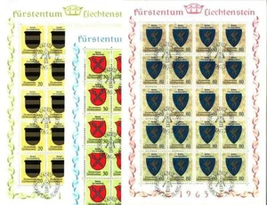 Liechtenstein N96 used 3 Mini sheet 1965 Coat of Arms CV 32 eur - Picture 1 of 1