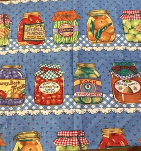 Joan Kessler Concord Fabric CANNING JARS Vtg 1993 Kitchen Cotton 15 x 46” - Picture 1 of 3