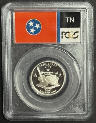 2002-S Tennessee 90% SILVER Washington Quarter ~PCGS PR69DCAM State Flag Label - Image 1 of 4