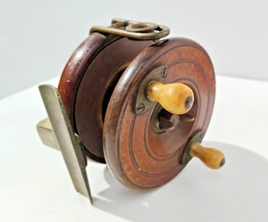 Carrete de pesca antiguo c.1885 Reuben Heaton Sun England carrete de caoba y latón -AF - Imagen 1 de 13