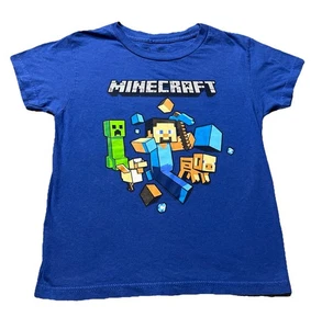 Minecraft Blue Graphic Print T-shirt Little Boys Size YXS - Picture 1 of 8