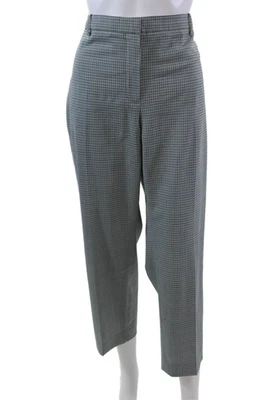 Theory Womens Wool Lined Plaid Printed Zip Dress Pants Blue Size 18 - Изображение 1 из 4