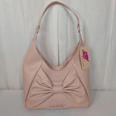 Betsey Johnson Bow Hobo Shoulder Bag Blush Pink Taupe NWT - Image 1 of 4