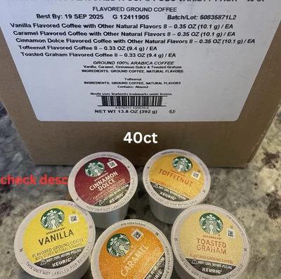 Starbucks Coffee K Cup Pods Variety Pack Toffee Caramel Cinnamon Dolce Vanil BB!