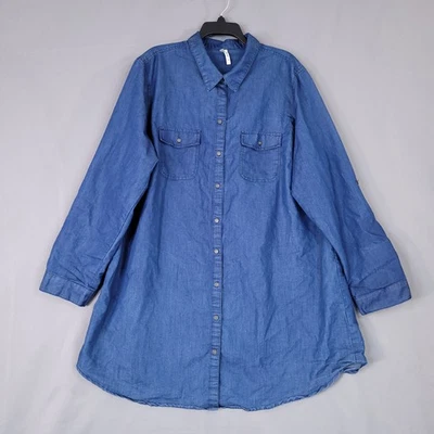 Live 4 Truth Women's Denim Shirt Dress Blue 3X Cotton Long Sleeve - Image 1 of 4