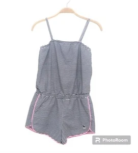 Abercrombie Kids Pool To Play Romper Girls 11/12 Blue Striped One-Piece Swimsuit - Picture 1 of 6