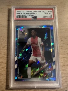 2020 Topps Chrome UEFA Champions League Sapphire Edition Ryan Gravenberch PSA 10 - Picture 1 of 2