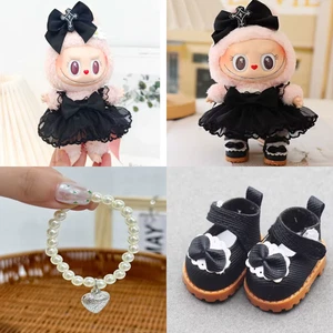 Elegantes schwarzes Kleid Outfit Set für 17cm Labubu – Puppenkleidung mit Schlei - Bild 1 von 4