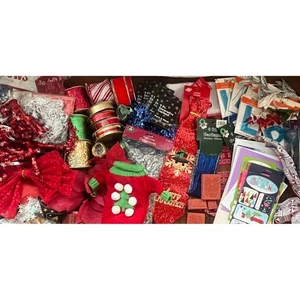 Riesiges Weihnachtsdeko Konvolut - Organza Party Geschenkkarten Girlande Stempel Band Schleifen - Bild 1 von 22