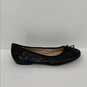 Bertuchi quilted ballet flat shoe black leather bow slip-on women Spain EUC 40 9 - Picture 1 of 6