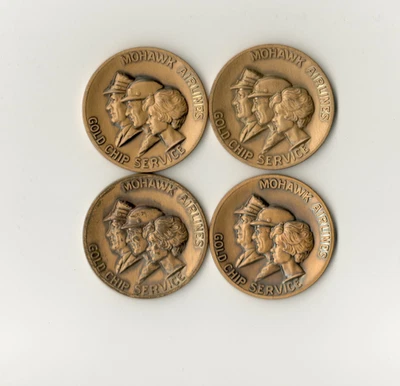 4件装复古1960年代莫霍克航空公司金片服务青铜广告奖章 — 第 1/2 张图片