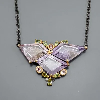 Jewellery Shop 38ct+ Natural Ametrine Necklace 925 Sterling Silver 18"/N24160 - Image 1 of 4