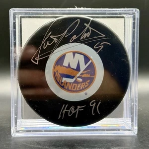 Denis Potvin Signed New York Islanders Logo Hockey Puck w/HOF'91 - Picture 1 of 4
