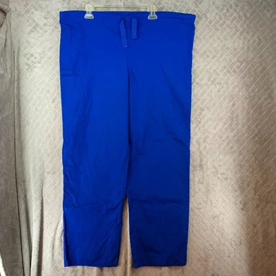 Cherokee Womens Large Scrubs Pants Blue Cargo Pockets Straight Leg Drawstring - Image 1 of 4