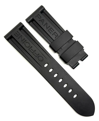 Correa de reloj de goma negra Officine Panerai 24 mm x 22 mm Tang auténtica OEM Foto 1 de 4