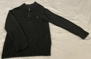 Ralph Lauren Boy's 1/4 Zip Blue L/S High Neck Sweater By Ralph Lauren, Size 7 - Picture 1 of 4