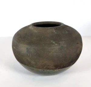 Vintage Studiokeramik Vase Raku? Dunkelbraune irisierende Glasur - Bild 1 von 12