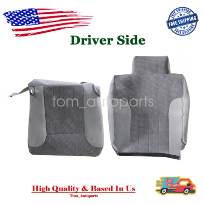 For 94-97 Dodge Ram 1500 2500 Driver Bottom & Top Back Seat Cover Fabric Gray Foto 1 de 4