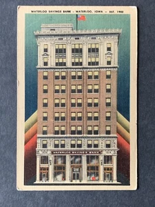 Waterloo Savings Bank Waterloo IA Linen Postcard H3013082055 - Picture 1 of 3
