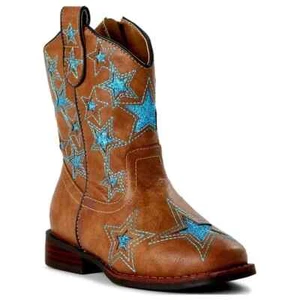 Wonder Nation Toddler Girl's SIZE 11 Brown Square Toe Western Cowboy Boots Shoes