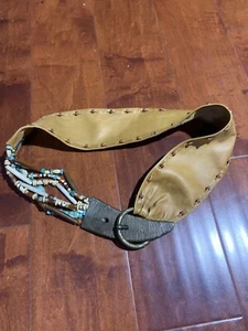 Suzi Other Canada Leather Metal Clasp Belt horn turquoise agate Read - Picture 1 of 12