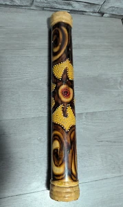 Vintage 16" Bamboo Rain Stick Shaker Percussion Instrument Ornate Design Music - Picture 1 of 6
