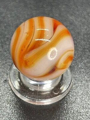 Alley Marble Alley Agate Swirl Marble w/ Flame Tips Vintage Marbles 0.669” - Image 1 of 4