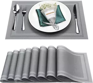 Placemats Set of 8,Washable,Heat and Stain Resistant Indoor/Outdoor Place Mats, - Picture 1 of 12