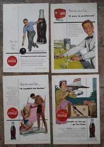 4 x 1954 Coke Coca-Cola Vintage Magazine Print Ads - Picture 1 of 1