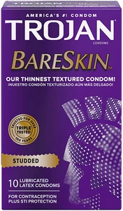Studded Bareskin Lubricated Condoms - 10 Count - Picture 1 of 11