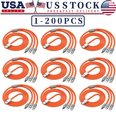 3 in 1 Fast Charging Cable Cell Phone Charger Cord For iPhone Type C Micro LOT - Image 1 of 4