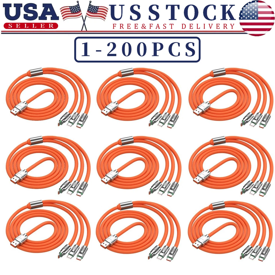 Cabo de carregamento rápido 3 em 1 cabo carregador de celular para iPhone tipo C micro LOTE - Imagem 1 de 4