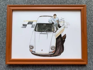 Porsche 911 arte japonés pintura ilustración Kazuhiro Ikeda - Imagen 1 de 4