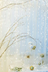 Bright white christmas indoor Curtain lights 300 LED lights-8 modes - Picture 1 of 7