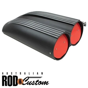 Black Shotgun Style Ribbed Air Scoop Single Dual Holley Edelbrock - Picture 1 of 2