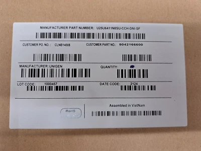 New, Unigen, U25U6411N8SU-CCH-DNI-SF, DDR3 SO-DIMM 2GB 800MHZ - Image 1 of 4