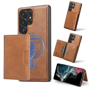 For Samsung S25 Ultra S24 S23 Magnetic Detachable Leather Wallet Back Card Case - Picture 1 of 45