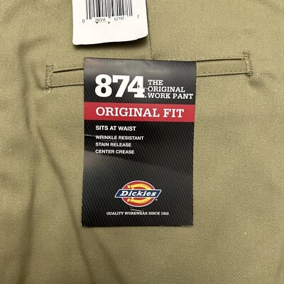 Pantalones de trabajo Dickies ajuste original 874 clásico uso diario caqui para hombre W44 L39 Foto 1 de 4