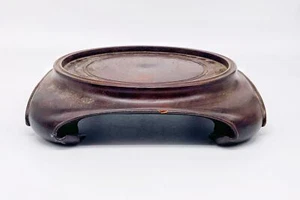 Große antike chinesische Hartholz Vase Schüssel Ständer Rollsockel Holz - Bild 1 von 13