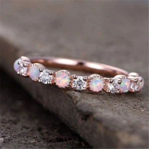 Gorgeous Rose Gold Filled Pink Fire Opal Women Party Cocktail Rings Size 6-10 - Picture 1 of 6