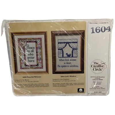 CREATIVE CIRCLE Cross Stitch God’s Window Peaceful Welcome Sue Miyata Door Jesus - Image 1 of 4
