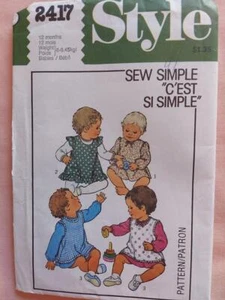 Style 2417 Sew Simple Babies Dress, Overdress or Pinafore Pattern Size 12 Months - Picture 1 of 2